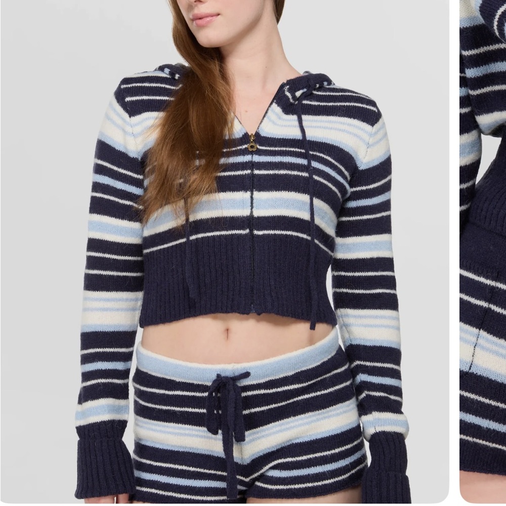 Dairy Boy Surfside Striped Knit Zip Up and Shorts Set in Ocean!!